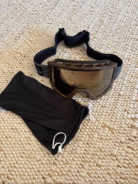 GIRO Woodgrain Frame Goggles with Brown Tinted Lens and Black Strap